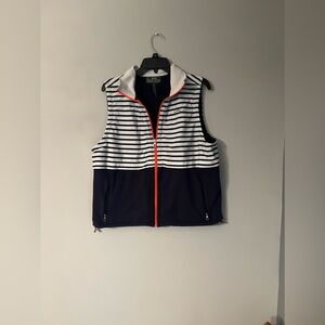 Ralph Lauren- Lauren Active striped full zip mock neck vest size XL